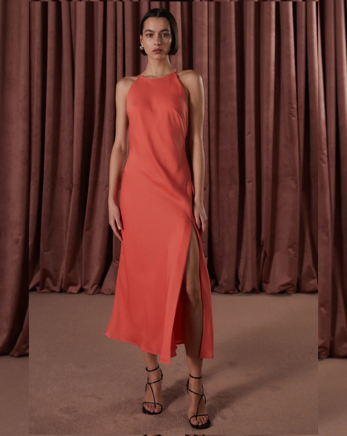 juno red dress Juno Midi Dress with Fringe Cape