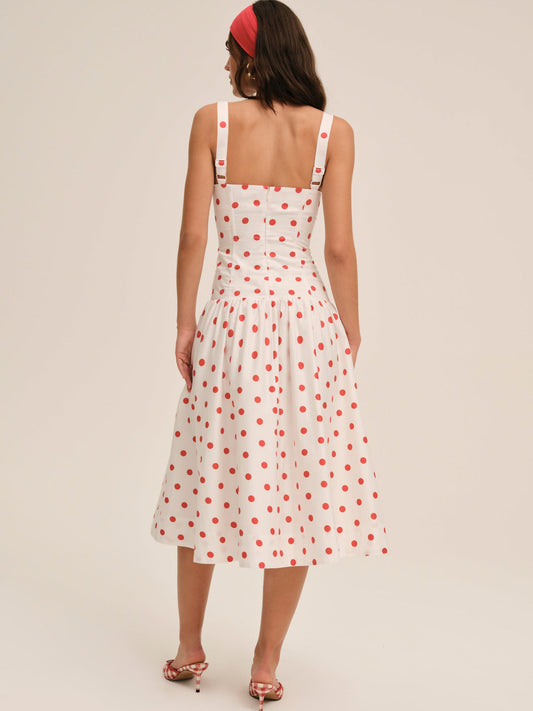 RED DOT MIDI DRESS