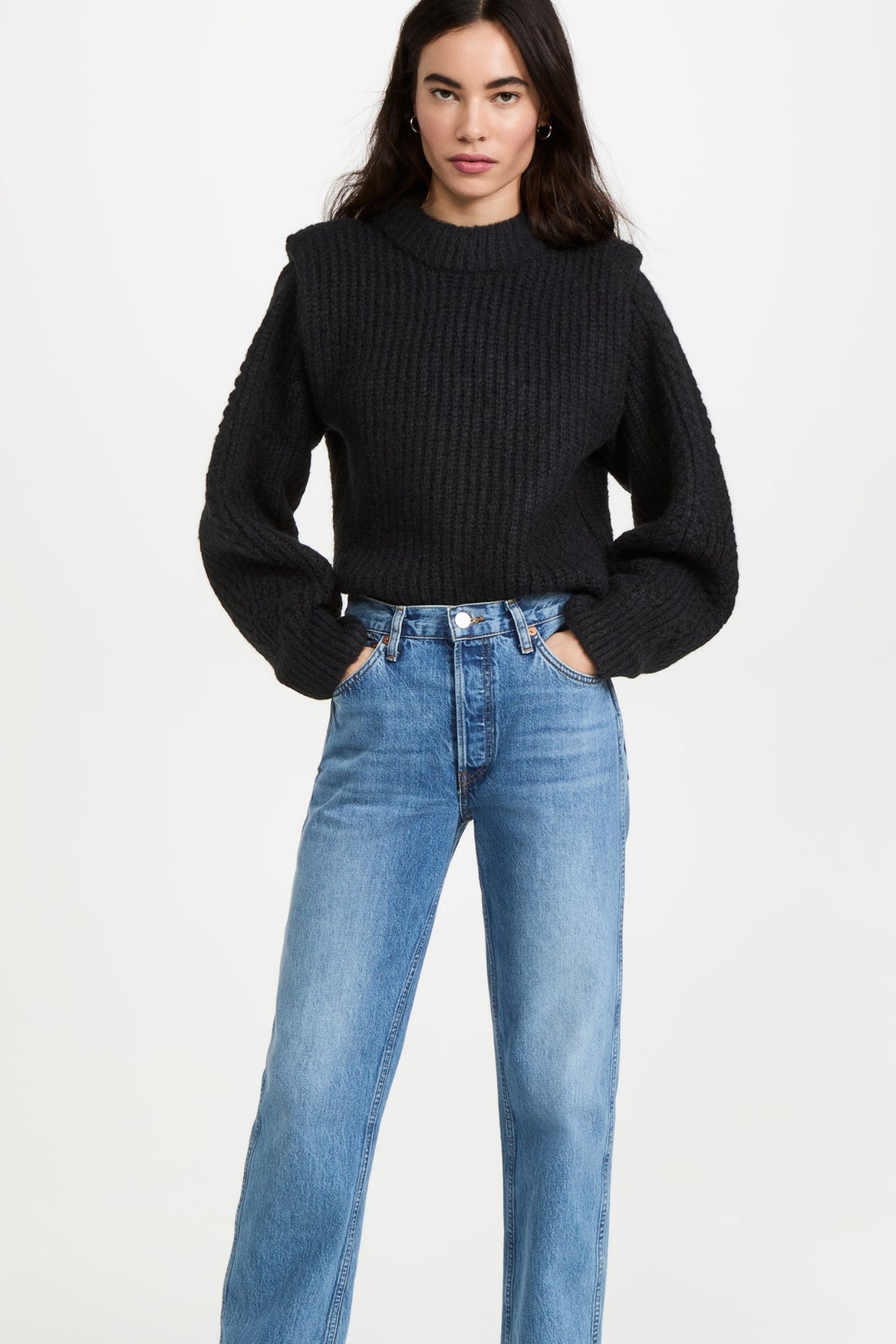 PADDED SHOULDER SWEATER