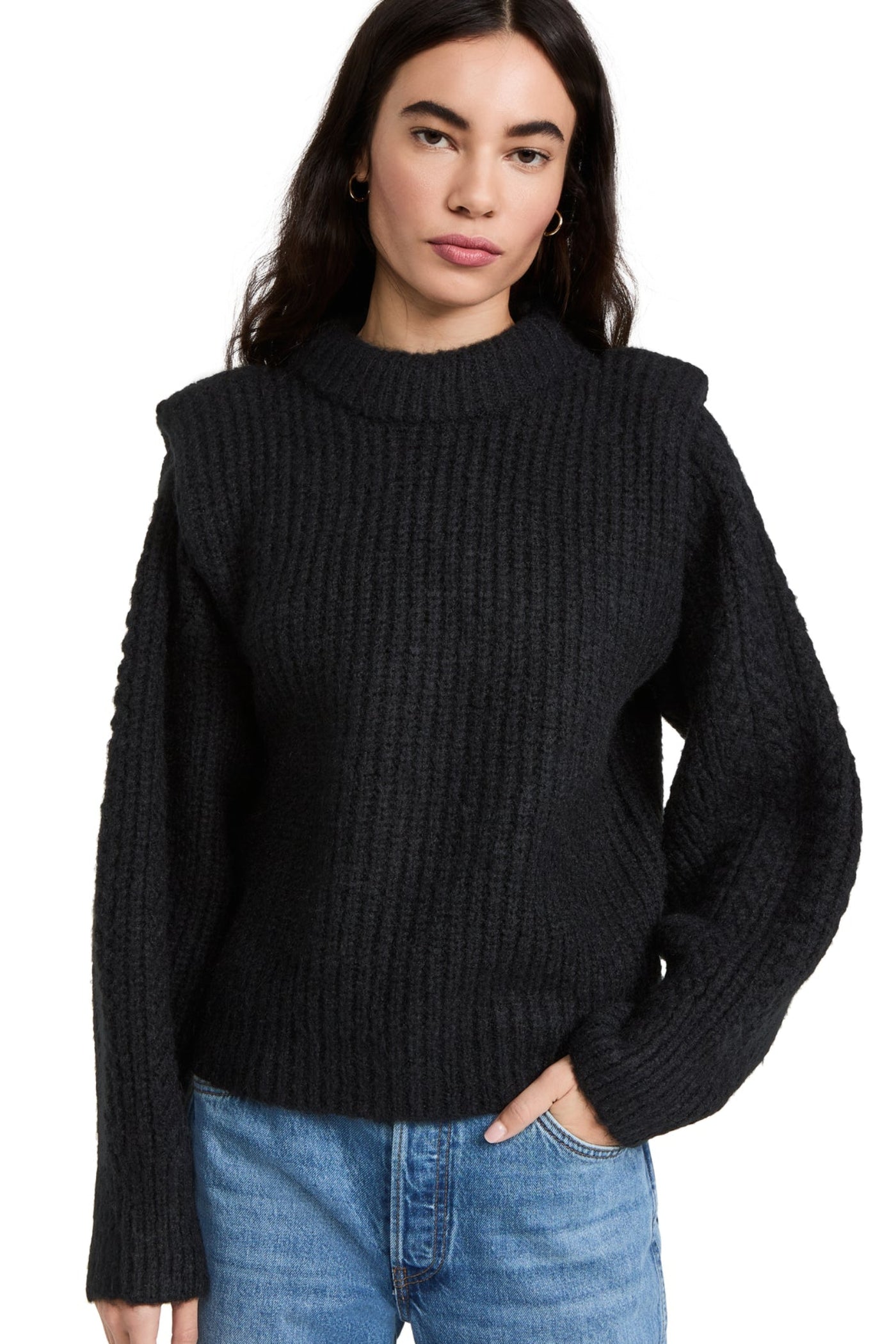 PADDED SHOULDER SWEATER