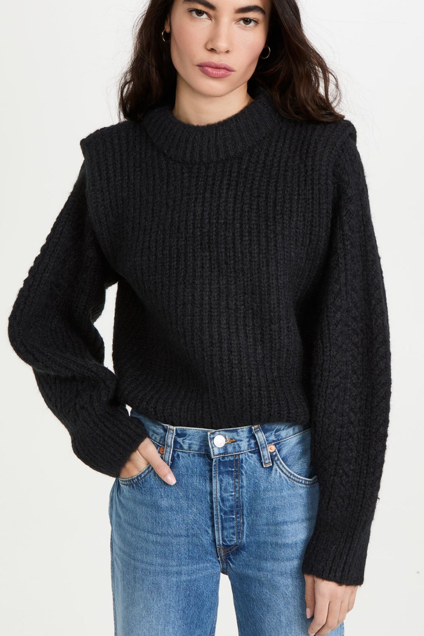 PADDED SHOULDER SWEATER