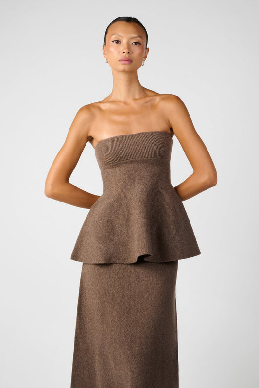 STRAPLESS PEPLUM TOP