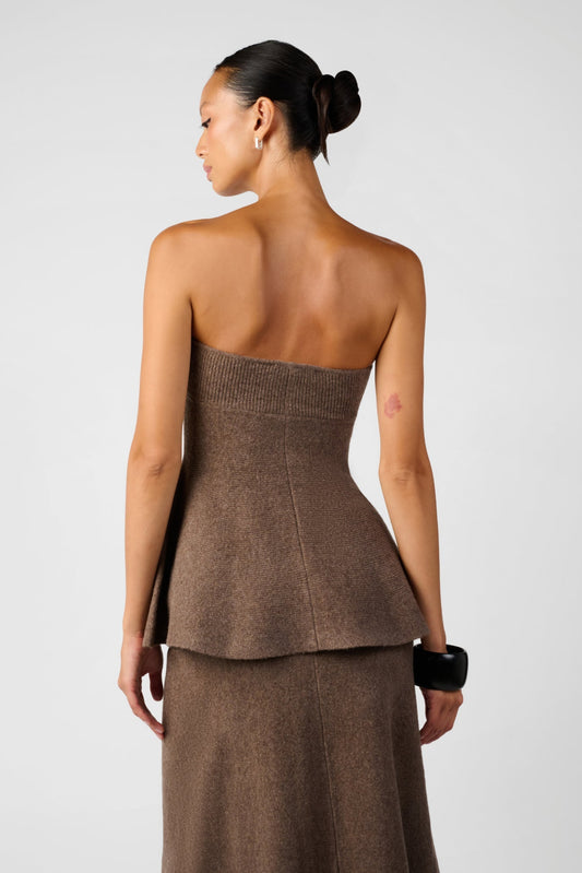 STRAPLESS PEPLUM TOP