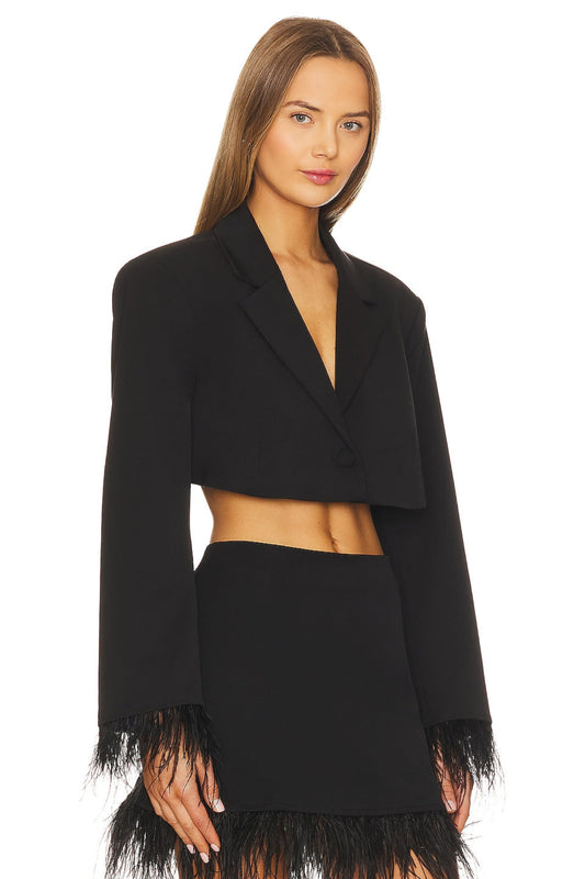 CROPPED FEATHER BLAZER