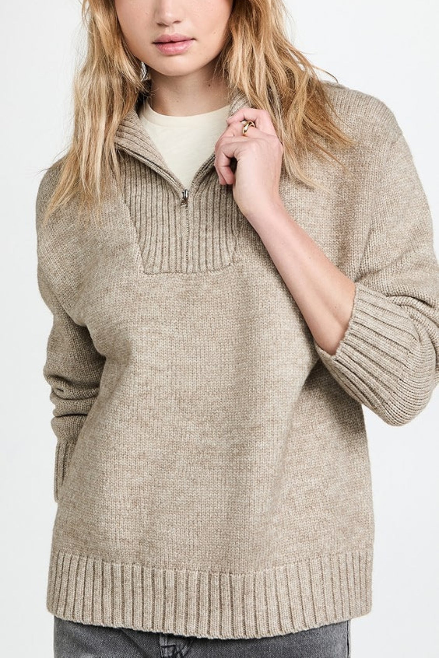 KNIT ZIP PULLOVER