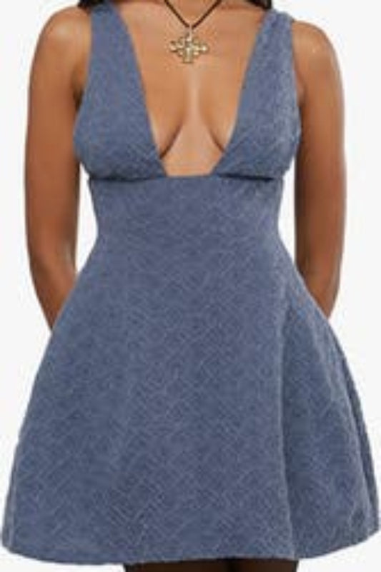 V NECK MINI DRESS