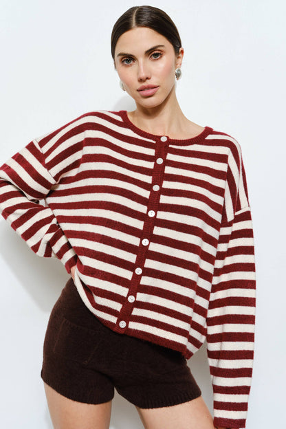 STRIPED BOXY CARDIGAN