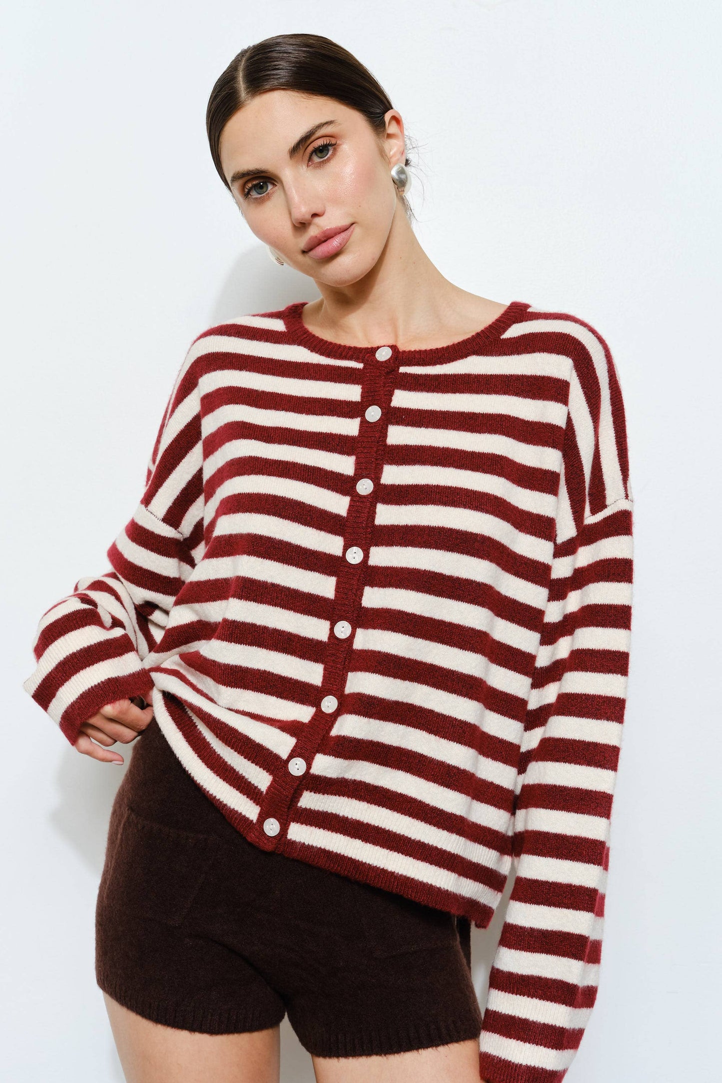 STRIPED BOXY CARDIGAN