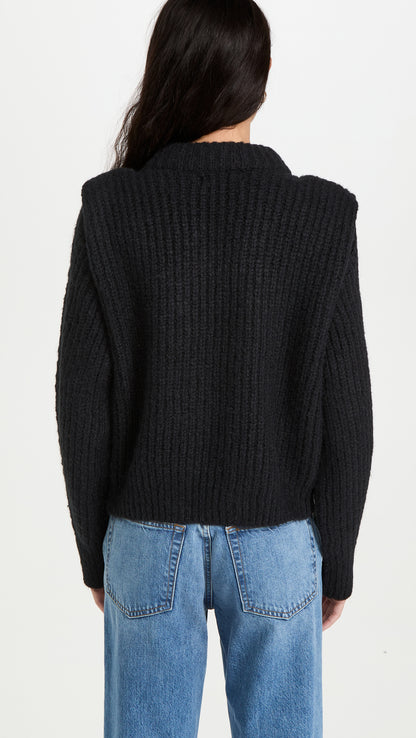 PADDED SHOULDER SWEATER