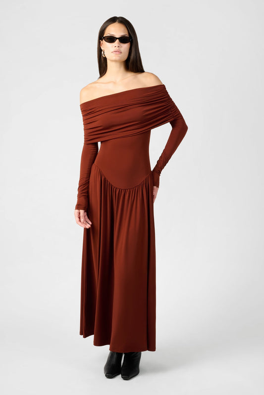 RUCHED MIDI DRESS