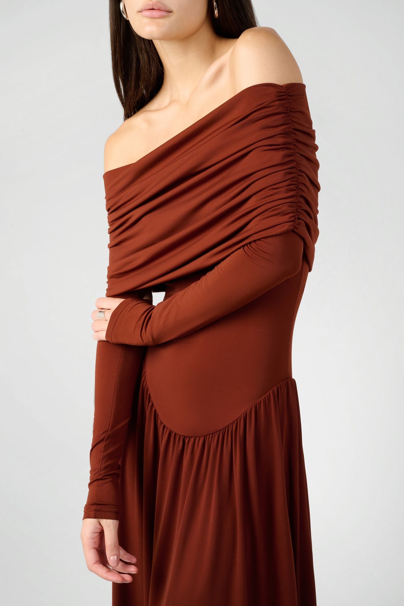 RUCHED MIDI DRESS