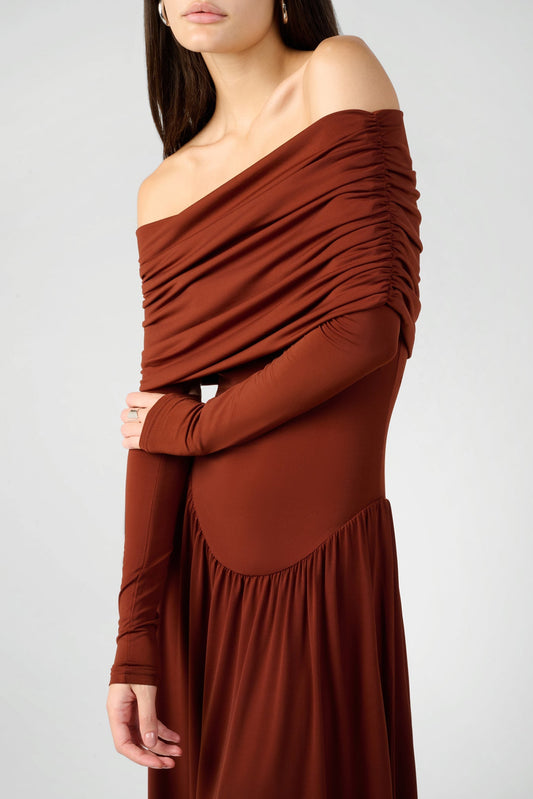 RUCHED MIDI DRESS