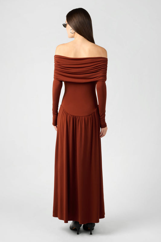 RUCHED MIDI DRESS