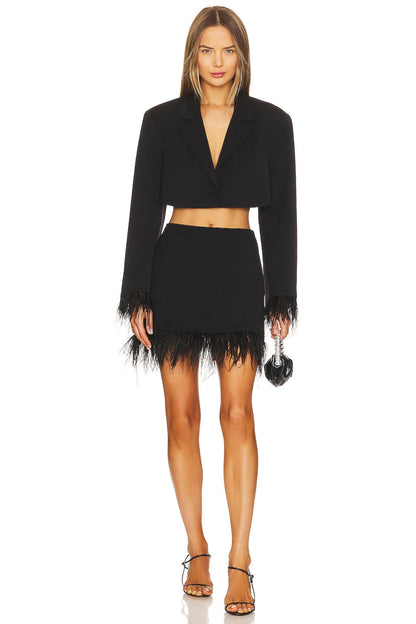 CROPPED FEATHER BLAZER