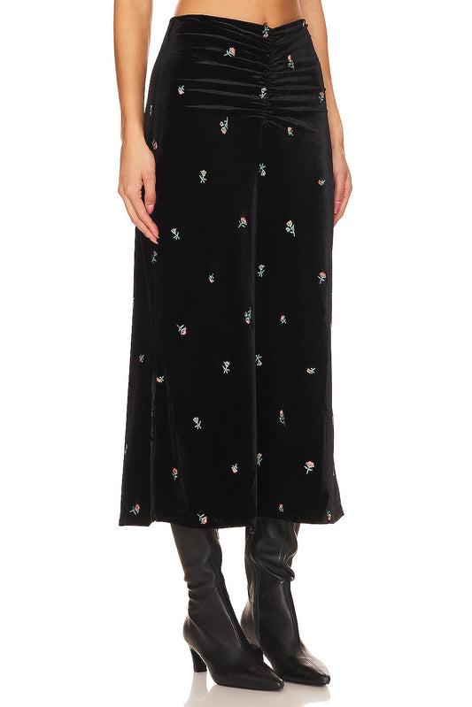 RUCHED MIDI SKIRT